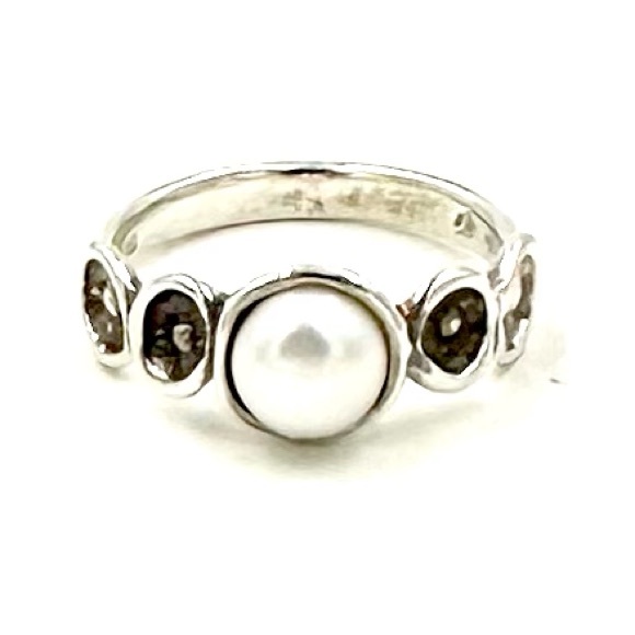 Vintage Sterling Silver Pearl Ring Size 8.5 HG Hagit Gorali Israel - Picture 8 of 9